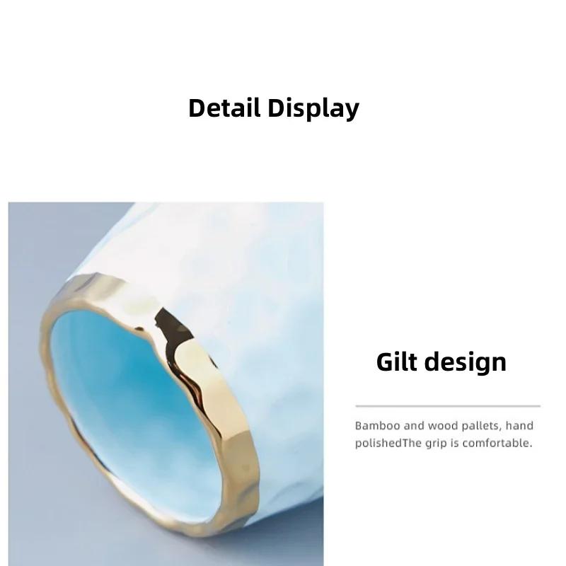 Creative Ceramic Storage Jar Concave Stria Gold Edge Malleolar Stria Dried Fruit Nut Bean Raisin Storage Jar Golden Tableware