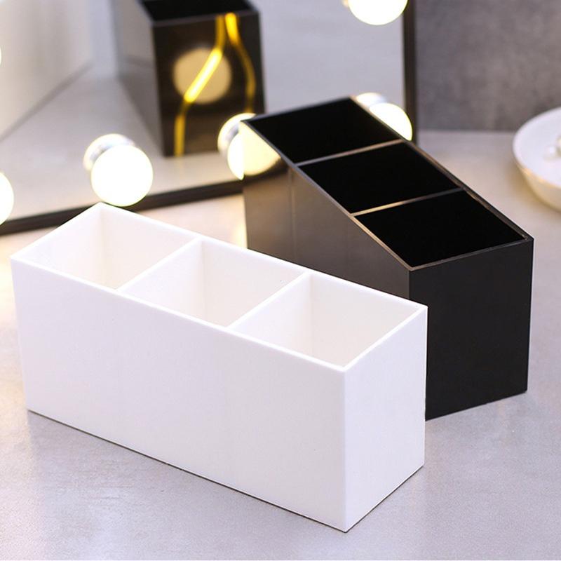 3 Compartments Cosmetic Brush Organizer Desktop Brush Organizer Desktop Cosmetic Brush Compartment Cylinder