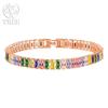 Edele 925 Sterling Zilveren Armband Ketting Luxe Kleur Kristal Hand Sieraden Voor Vrouwen Charme Bruiloft Cadeau Feest 18cm
