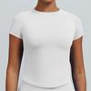 High-Stretch Seamless Nylon Yoga T-Shirt: Moisture-Wicking, Tight-Fit, Hip-Length Short Sleeve