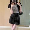Women's Black Bodycon Skirt: White Polka Dot, High Waist, A-line, Summer Casual Versatile Short Skirt