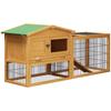 Wooden Rabbit Hutch with Outdoor Run Yellow