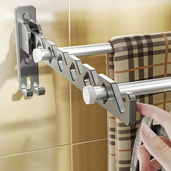 Opvouwbaar kleerhangerrek Wandmontage Geen boor Winddicht Antislip Modern Heavy Duty Indoor Badkamer Kleding Drooghouder Organizer