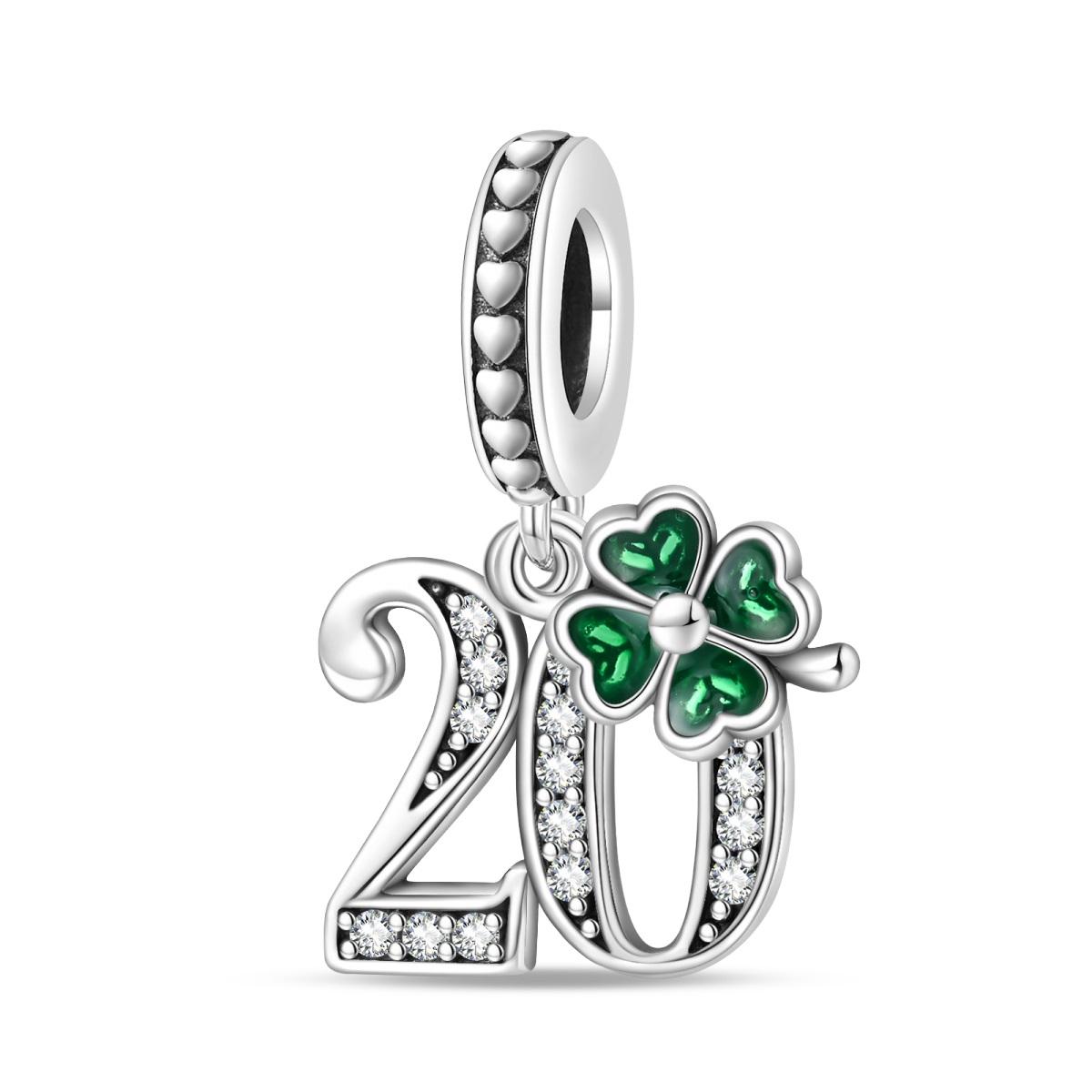 

Exquisite Tibetan Silver Pendant Four-Leaf Clover Lucky Number Charms Beads Fit 3Mm 925 Exquisite Bracelet Fine Diy Jewelry