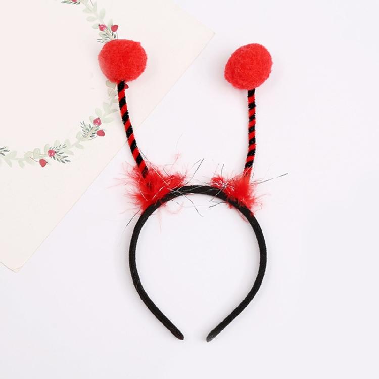 Lovely Bee Pompom Antenna Headband Plush Hairbands Cartoon Party Hair Decors