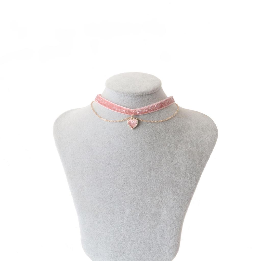 Collier Ras du Cou en Velours Rouge Vin pour Femmes