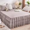 1pc Bed Skirt +2pcs Pillowcase King Queen Size Soft Sanding Fabric Bed Skirt Princess Romance Bedspread