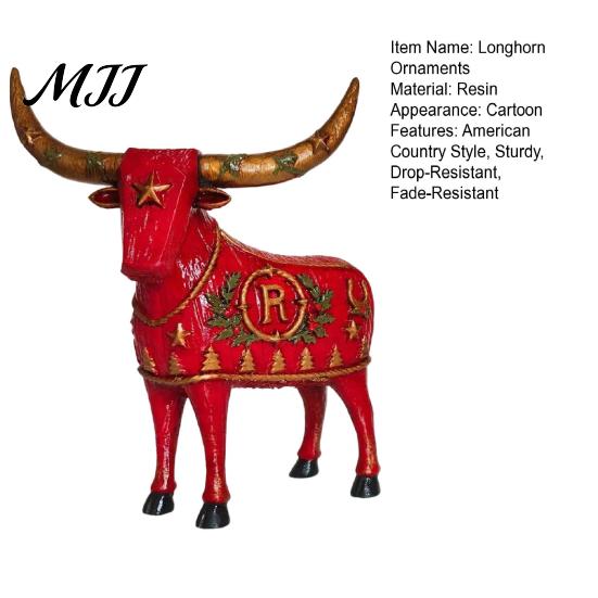Vintage Bull Head Tabletop Statues Longhorn Cow Figurine, Rustic Farmhouse Animal Sculpture, Western Home Decor Statue, Christmas Ornament for