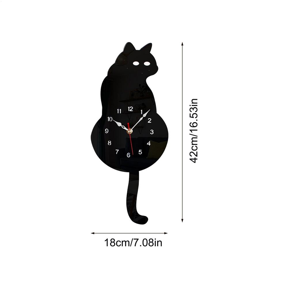 Cat Clocks Wall Cat Clock With Moving Tail Cute Silent Watch Decoration Cartoon Accessory For Home Kitchen Office Bedroom