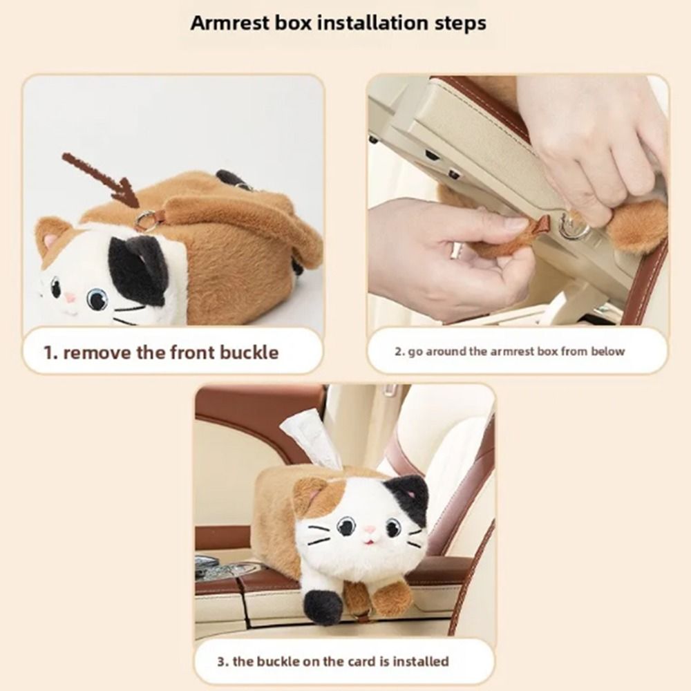 Cartoon Car Seat Tissue Box Cat  Shape Paper Towel Dispenser  Car Interior Decor