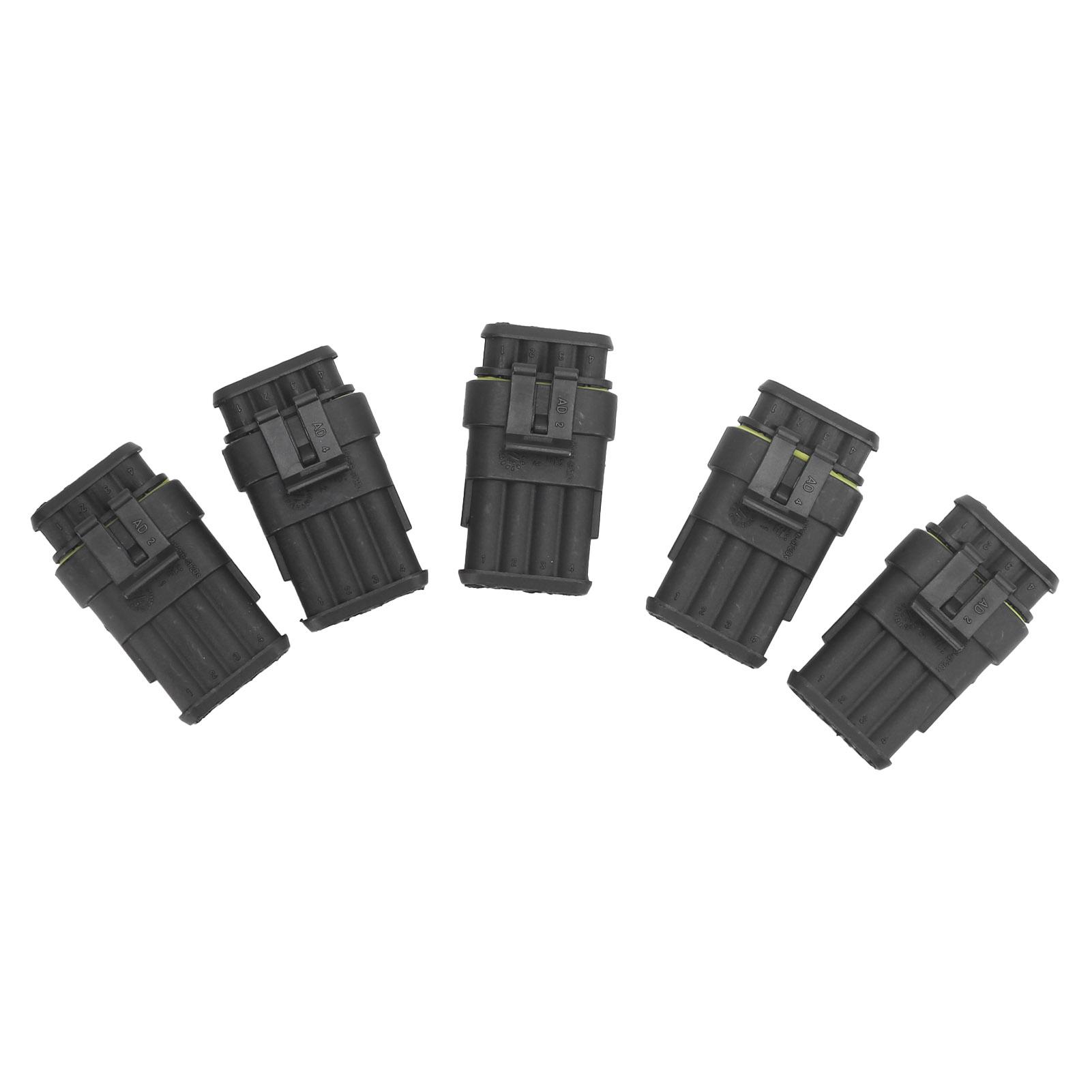 

5 шт. 4-контактний електричний дротовий з єднувач Водонепроникна герметична вилка для автомобіля, вантажівки, мотоцикла, човна