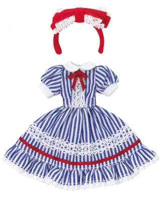 Picconimo Dreaming Girl Alice Dress Set Blue Stripe 1/12 (for Doll)