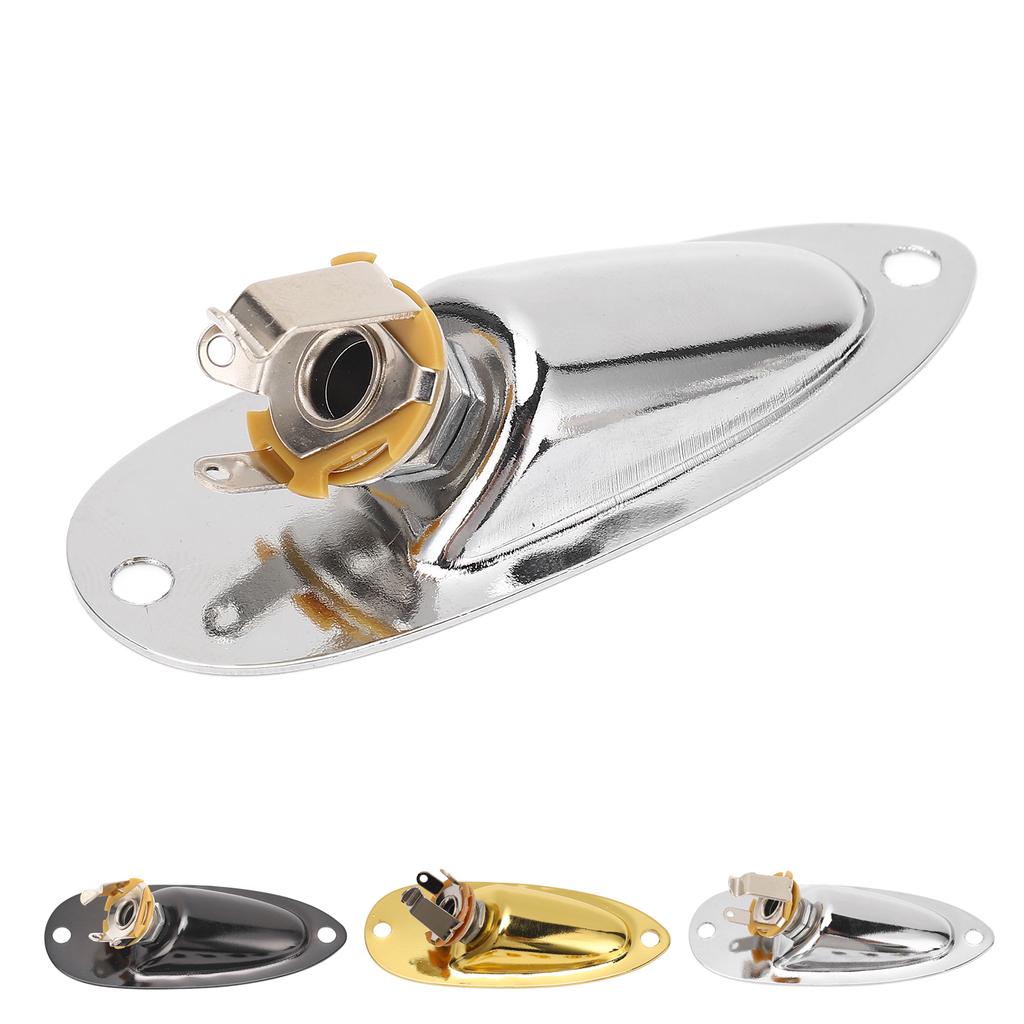 Guitar Input Jack Boat Style 6.35mm Metal Electric Guitar Input Output Socket with 2 String Fixators