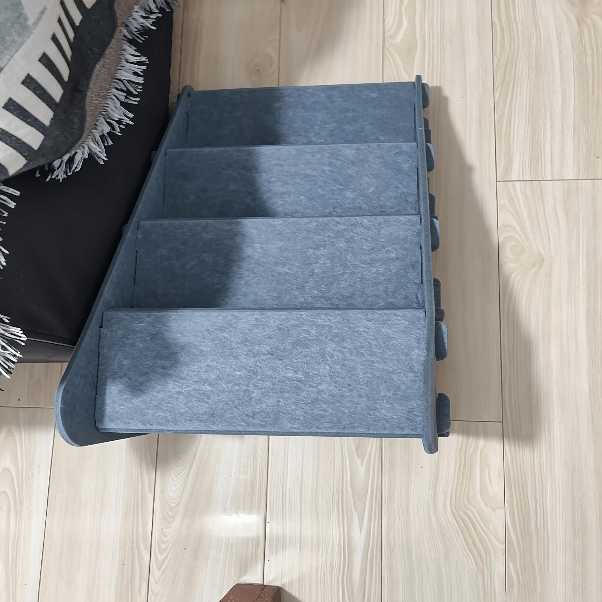 3-in-1 Multifunktionale Haustiertreppe, 4-stufige Leiter, Abnehmbare Hunderampe, Kann Katzenbett, Kratzbaum sein, 4-stufige Rampe, Langlebiges Und Stabiles Filzmaterial gray