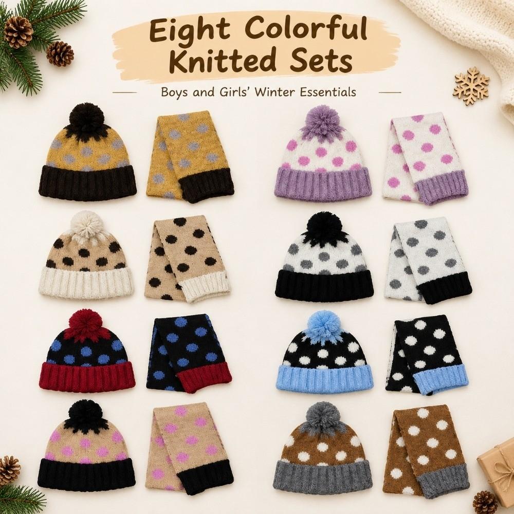 Windproof Toddler Winter Hat Scarf Set Breathable Baby Knitted Hat Scarf Set Ages 2-6