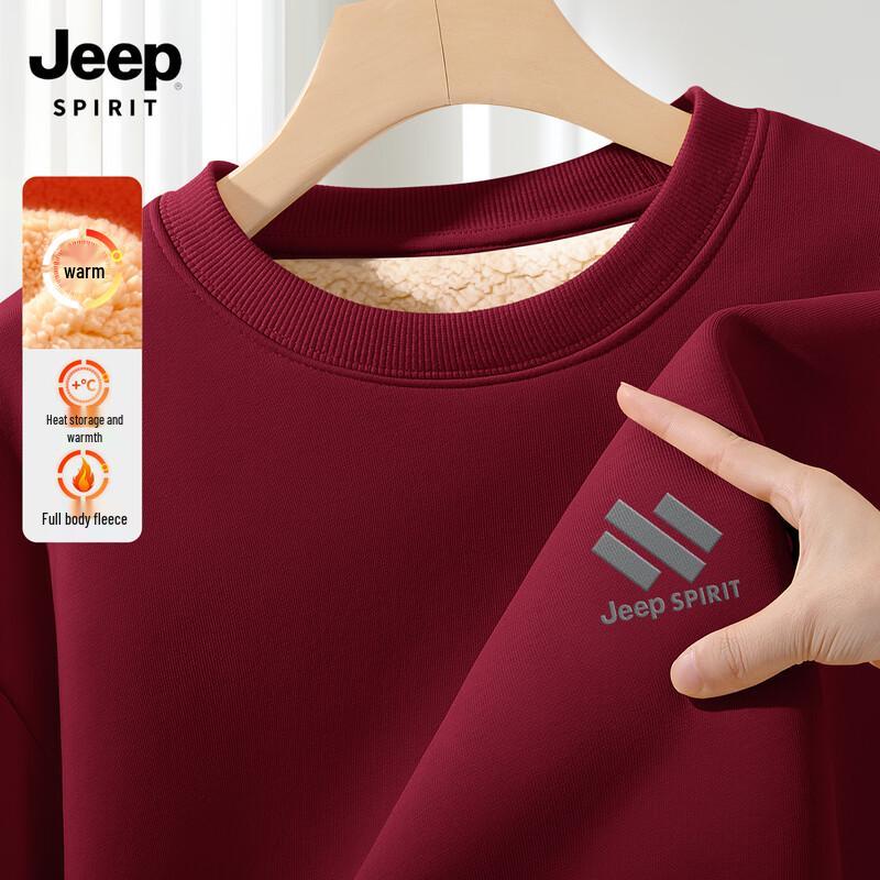 JEEP SPIRIT Herren Lammfleece Warmes Pullover Sweatshirt