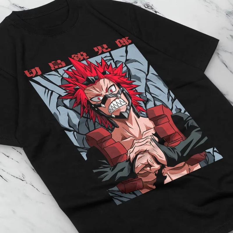 Sommer Eijiro Kirishima Helden T-Shirt Boku No Hero Bakugo Unisex Grafik T-Shirts Übergroßes T-Shirt Damenbekleidung