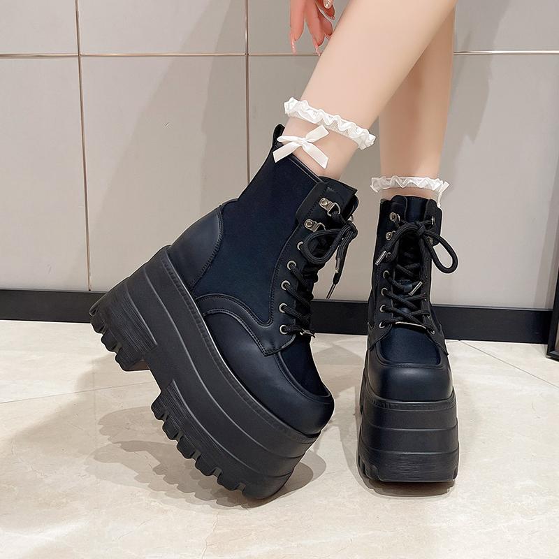 Fashion 14.5CM Women's Boots Autumn Women Ankle Boots Platform Wedges High Heels Booties New Fashion Design Red Cosplay Shoes of Women