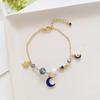 Moon Star Charm Faux Pearl Beads Bracelet Women Bangle Jewelry Gift