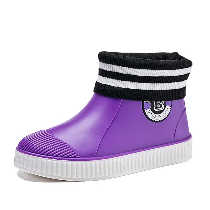 Mode Herren Regenstiefel Gummischuhe Wasserdicht Damen Arbeitsstiefeletten Winter Plus Baumwolle Slipper Unisex Stiefeletten Bottes De Pluie 2024