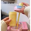 Big Handle Tea Cup Cute Creative with Handle Easy To Carry Double Drinking Straw Direct Drinking Large Capacity Water Cup