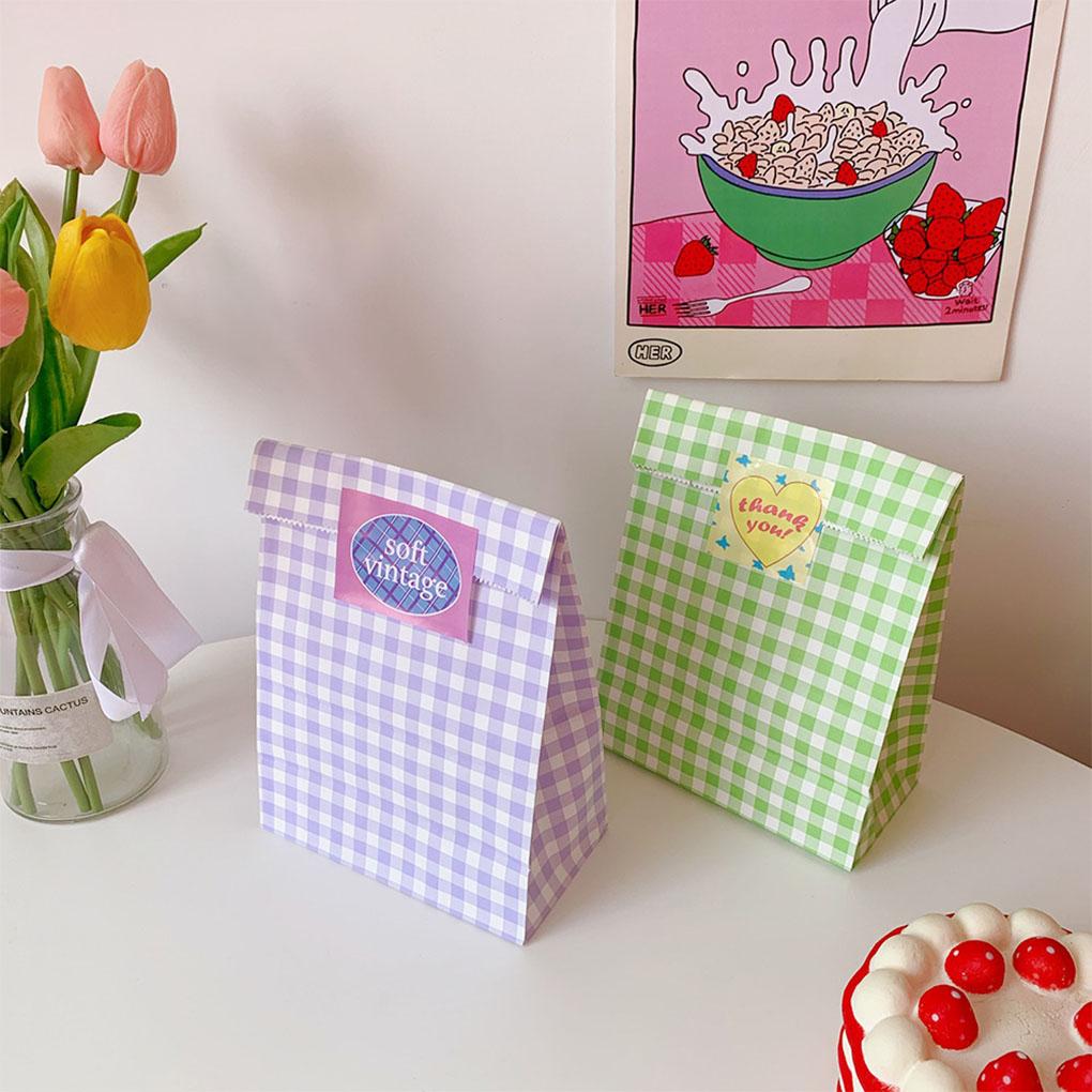 Paper Plaid Bags Wrapping Colorful Gift Packaging Bag Storage Candy Multifunctional Large Capacity Organizer Props