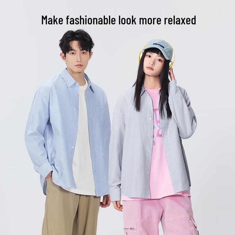 MINISO Men's Striped Casual Long Sleeve Shirt