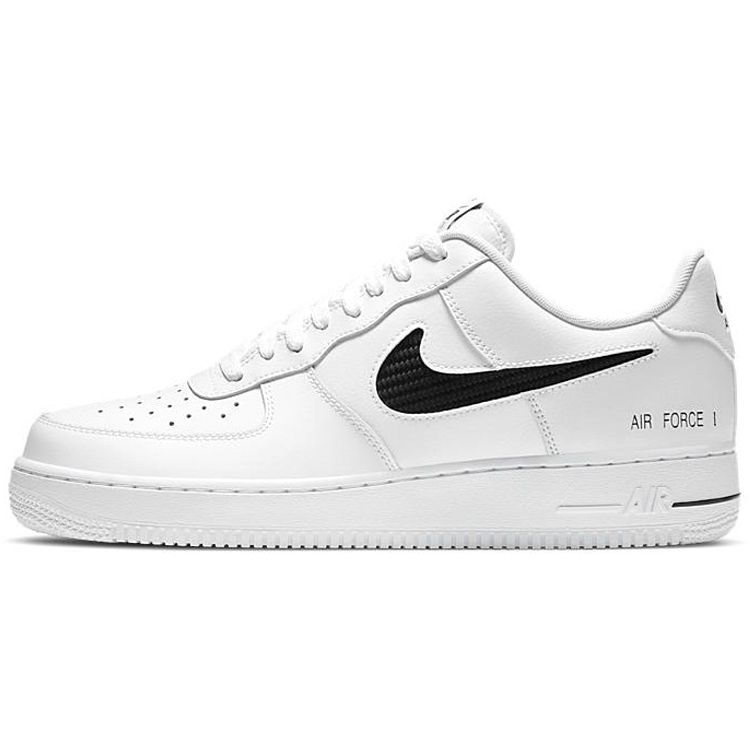 

Nike Air Force 1 07 LV8 Cut Out Swoosh — белые черные кроссовки унисекс CZ7377-100