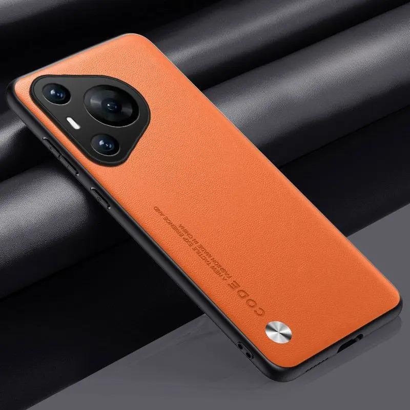 Plain PU Leather Case for Huawei Pura 80 Ultra 80 Pro Plus Camera Silicone Matte Bumper Soft Frame Shockproof Phone Cover for Pura80