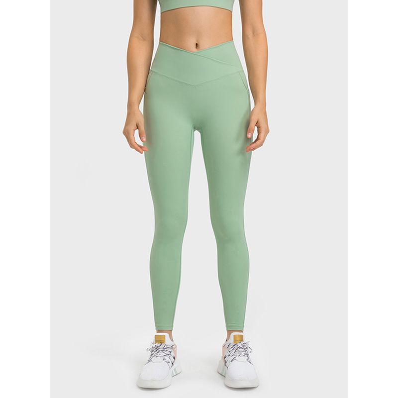 Original V-Shaped Cross Yoga Pants Women High Waist Buttock Lifting with Pockets No Curling Running Fitness Pants Women Outer Wear Quick-Drying
