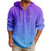 Men's Hooded T-shirt Gradient Color Cotton And Linen Men's Casual Long-sleeved Top