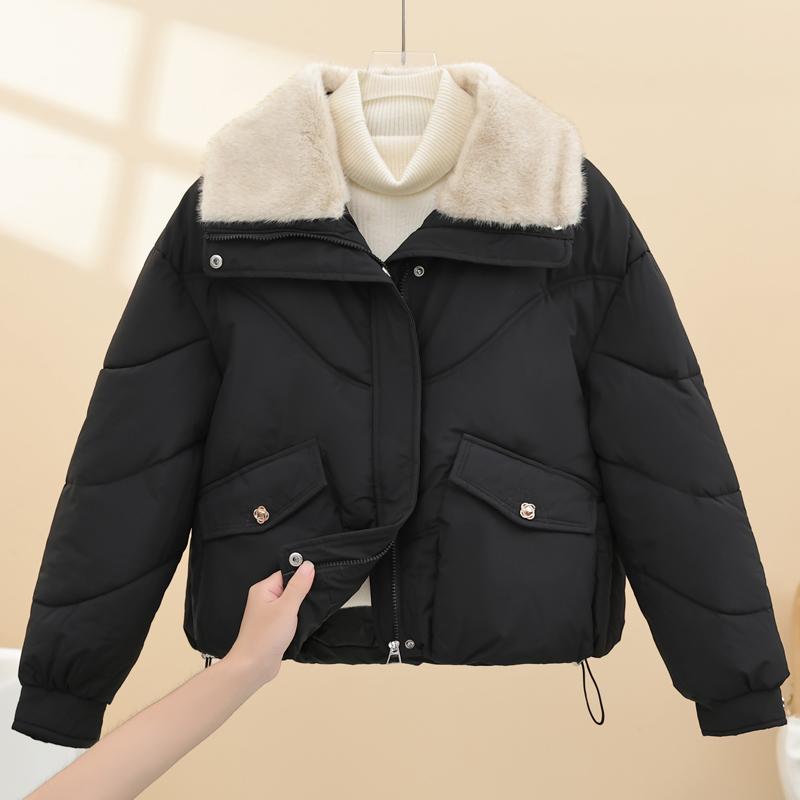 Fashion Woman Winter Coats Faux Fur Collar Casual Thick Warm Short Parkas Women Jackets
