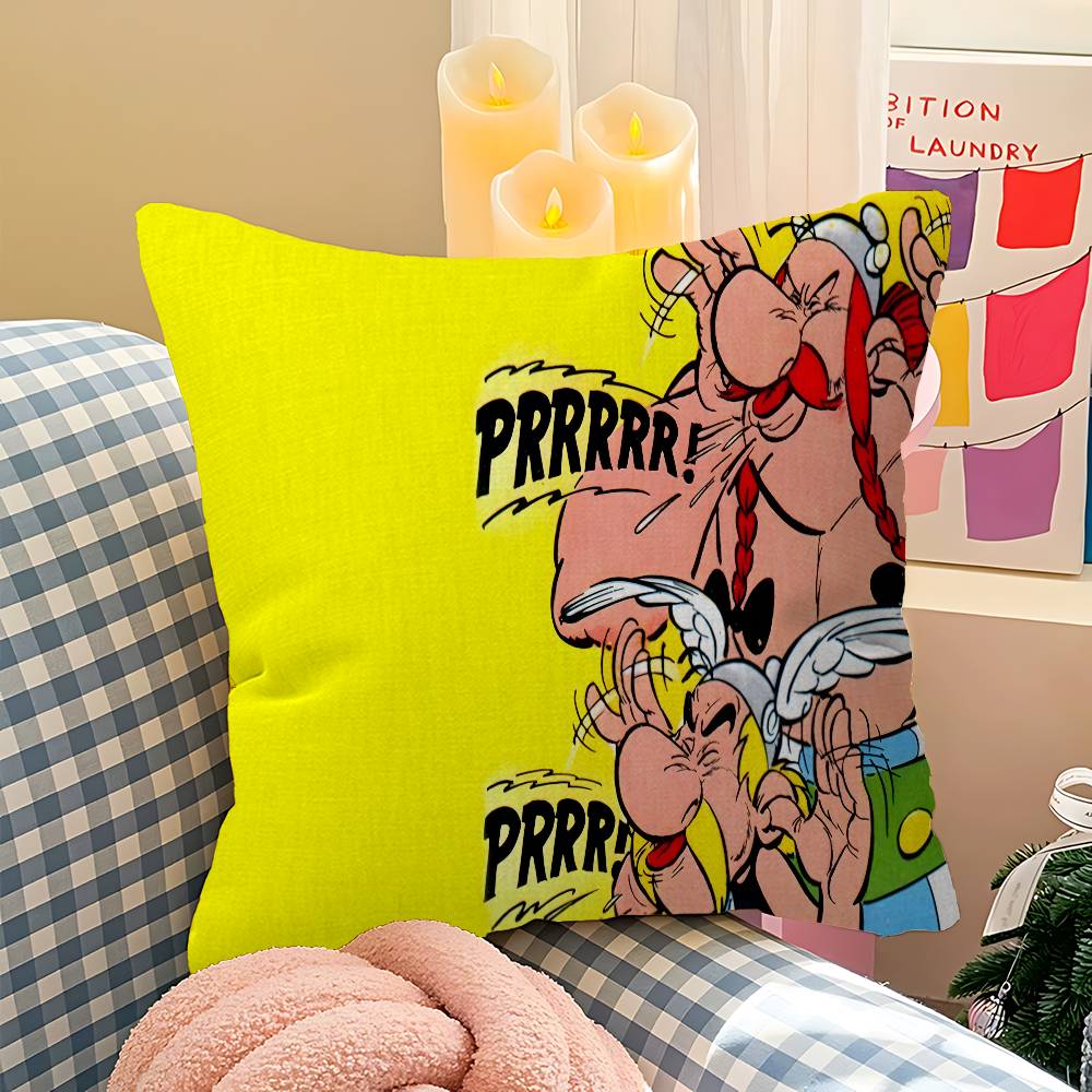 Cartoon AAsterix And OObelix Maple Design Cushion Cover Happy Autumn Harvest decor Holiday Decorati Pillow Cover