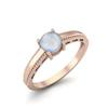 925 Sterling Silver Rose Vermeil 0.50 Cts Round Moonstone Solitaire Beaded Shank Anniversary Women Ring