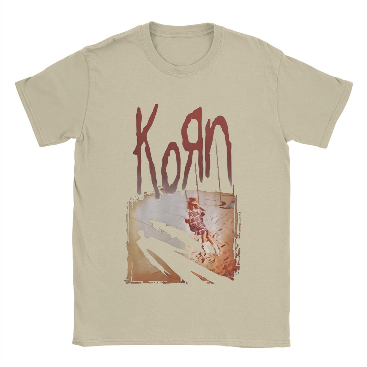 

Мужская футболка Korn, винтажные футболки, футболки с коротким рукавом и круглым вырезом, хлопковая одежда M хаки