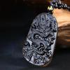 Exquisite Frosted Obsidian Dragon Brand Tyrannosaurus Rex Pendant Necklace for Men and Women