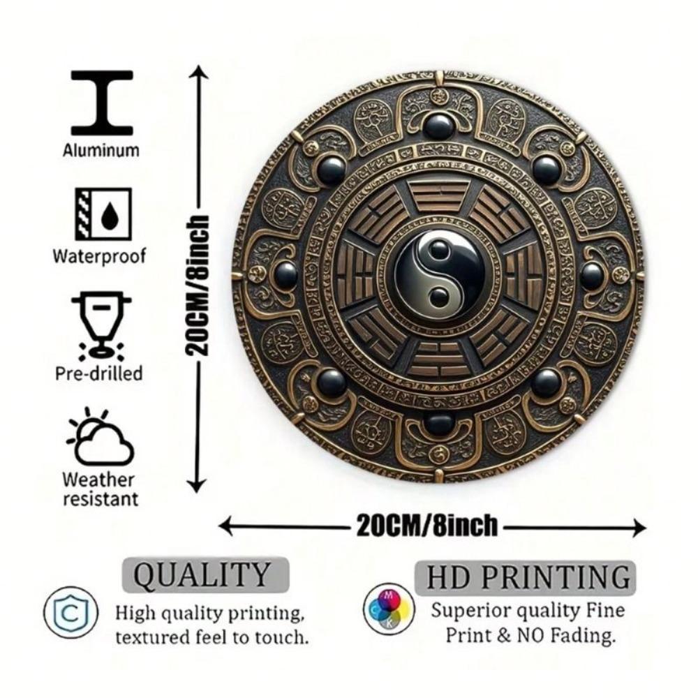Tai Chi Bagua Metal Poster Mystic Feng Shui Wall Decor