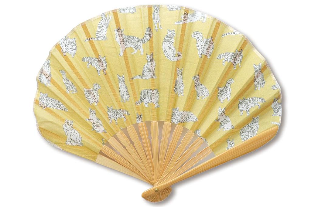 DDintex FLORET LONDON 2 X 21cm Shell-Shaped Fan, Miao, Yellow, [Liberty Print]