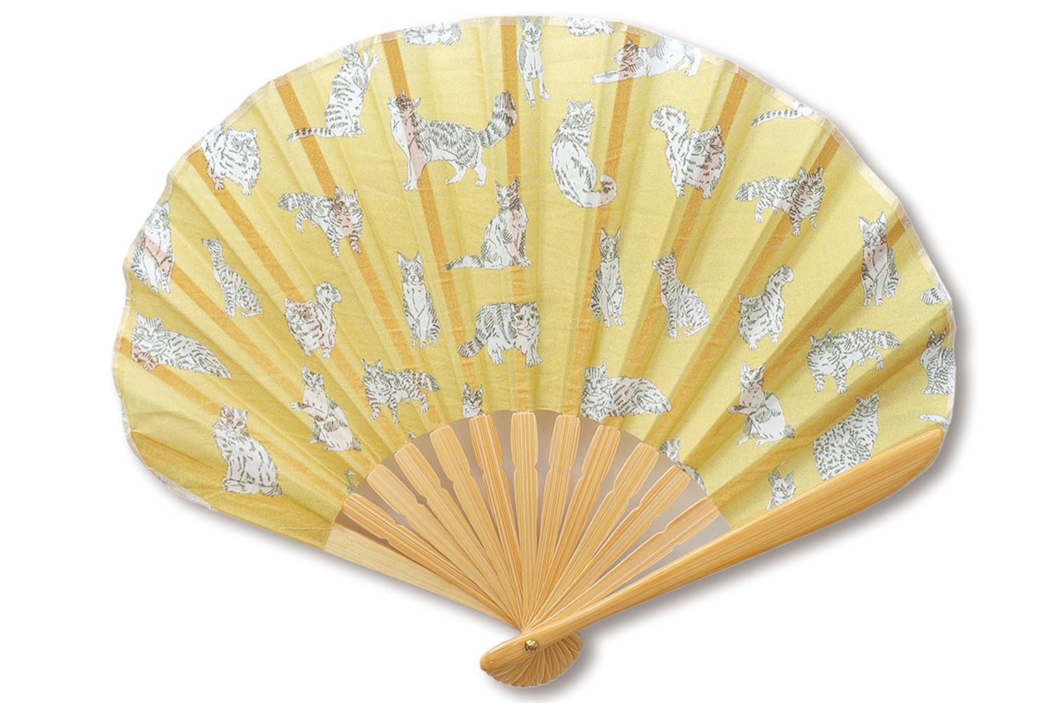 DDintex FLORET LONDON Miao 2 x 21cm Liberty Print Shell-shaped Fan, Yellow, [Uses Fabric]