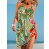 Sunflower Parrot Print Strap Mini Beach Dress Women Boho Summer Sexy Floral Dress Sleeveless Party Evening Dresses