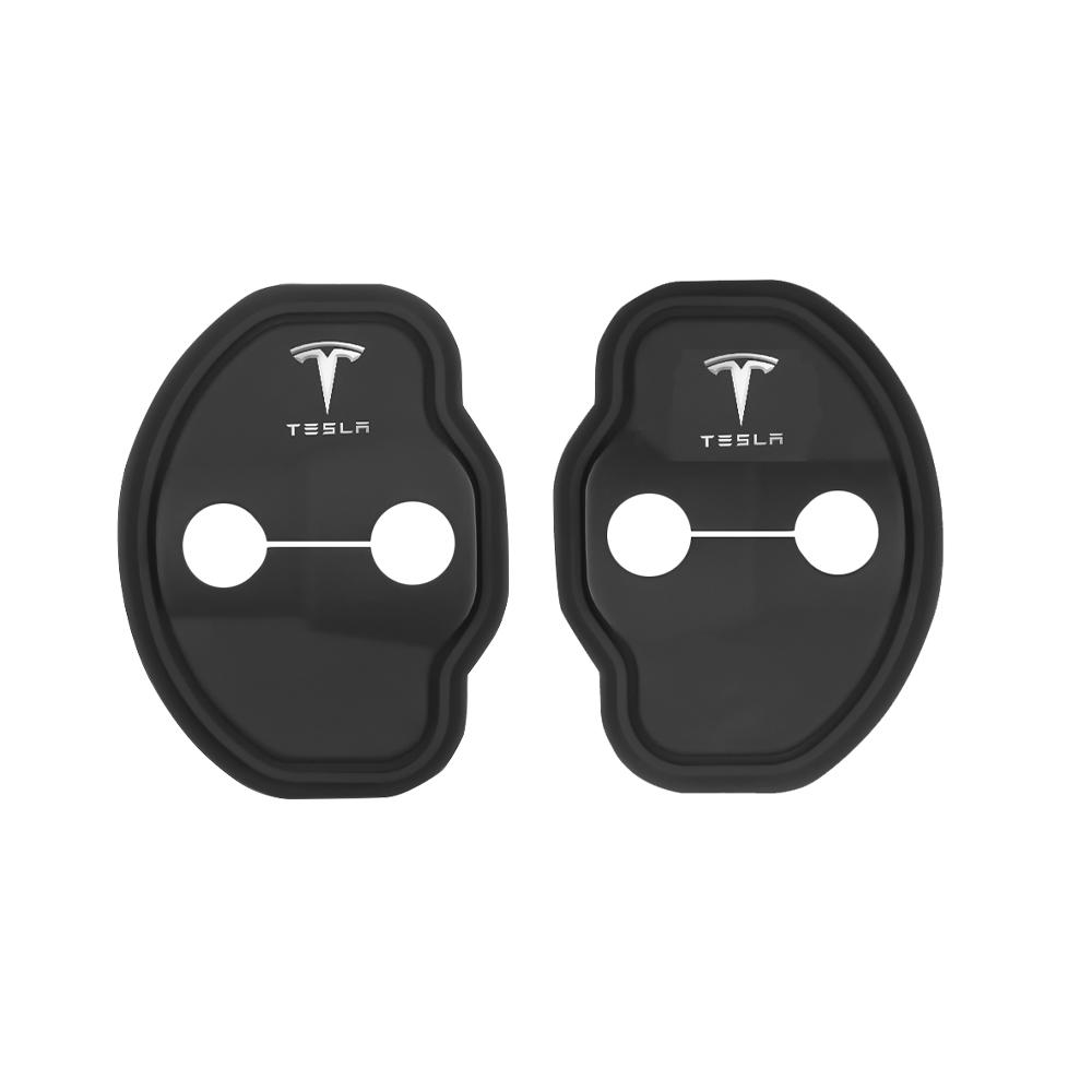 2/4Pc Car Silicone Door Lock Cover Protective Sticker Accessories For Tesla Model 3 Model S X Model Y Roadster SpaceX Cybertruck