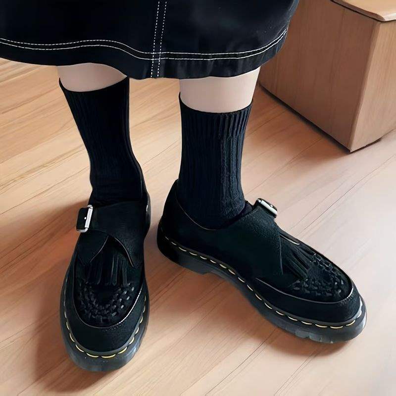 Ретро лоферы на платформе с бахромой плетеные женские туфли британский стиль маленькие кожаные ботинки ботинки Мартин на одной педали монки модные 43 11990₽