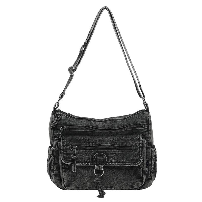 Mehrlagige Denim-Schultertasche für modische und lässige Damen, Crossbody-Tasche, Kleine quadratische Tasche