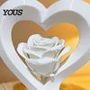 Delicate Rose Texture Decor Heart Figurine, 3D Printed Sculpture, Romantic Desktop Decoration Decorative Ornament for Table, Shelf Centerpiece