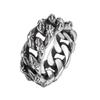 Silver Color Chain Band Ring 9mm Width Stainless Steel Ring Punk Cuban Link Ring For Boys