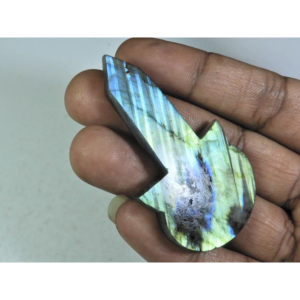 Natural Multi Labradorite Gutiar Shape Cabochon Loose Gemstone 34X62X05 MM B-107