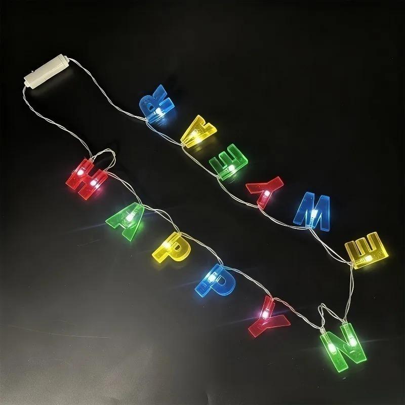 LED BlinkendFrohes Neues JahrHalskette Leuchtet aufGlühende Buchstaben Halskette für Kinder und ErwachseneGroßartig für GeburtstagPartys FestivalRaumdeko