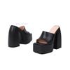KNCOKAR 2025 New Spring and Autumn Large Size Thick Bottom High Heel Square Toe Sleeve Fashion Sandals 34-43