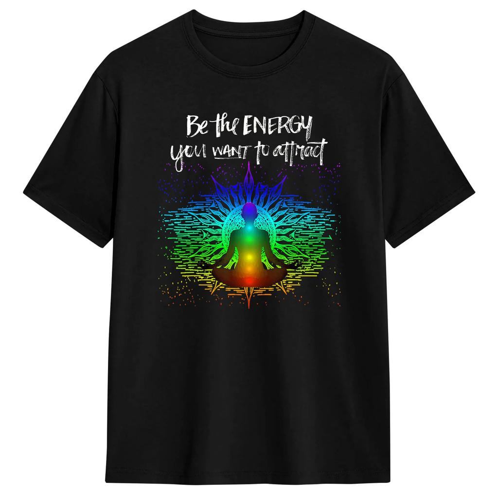 Tree Of Life Chakra Symbols Zen Yoga Meditation Spiritual T Shirts  100% Cotton Clothes Short Sleeve Round Neck Tee Shirt