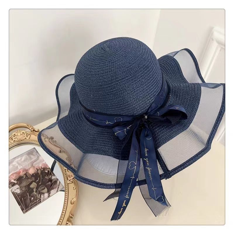 

Женская шляпа от солнца с бантом и широкими полями, летние универсальные пляжные шляпы с козырьком, подходящие для отдыха на море ONE SIZE